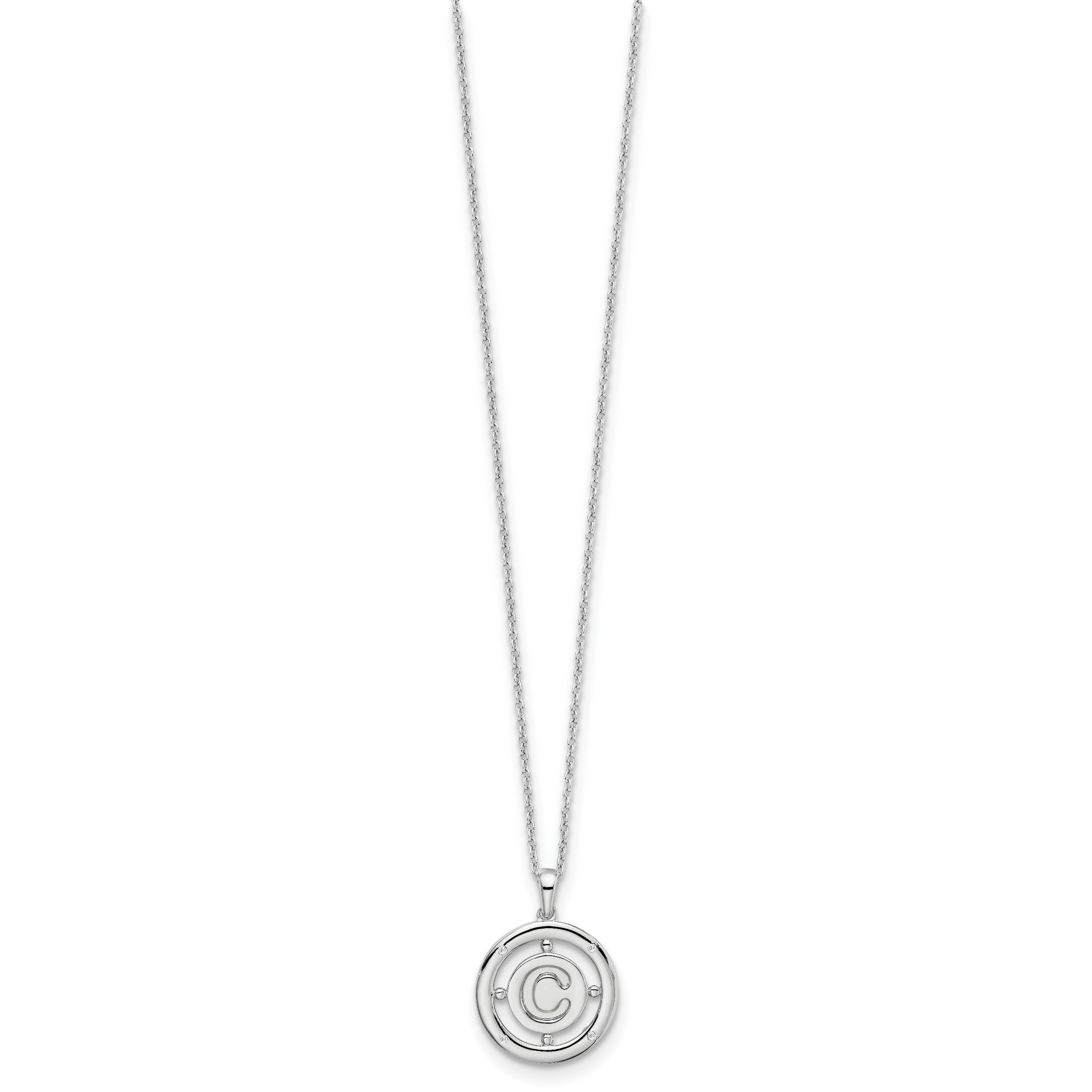 White Ice Sterling Silver Rhodium-plated 18 Inch Diamond Letter C Initial Necklace with 2 Inch Extender