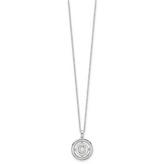 White Ice Sterling Silver Rhodium-plated 18 Inch Diamond Letter C Initial Necklace with 2 Inch Extender