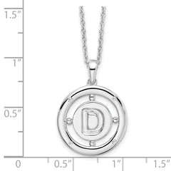 White Ice Sterling Silver Rhodium-plated 18 Inch Diamond Letter D Initial Necklace with 2 Inch Extender