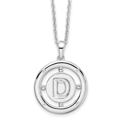 White Ice Sterling Silver Rhodium-plated 18 Inch Diamond Letter D Initial Necklace with 2 Inch Extender