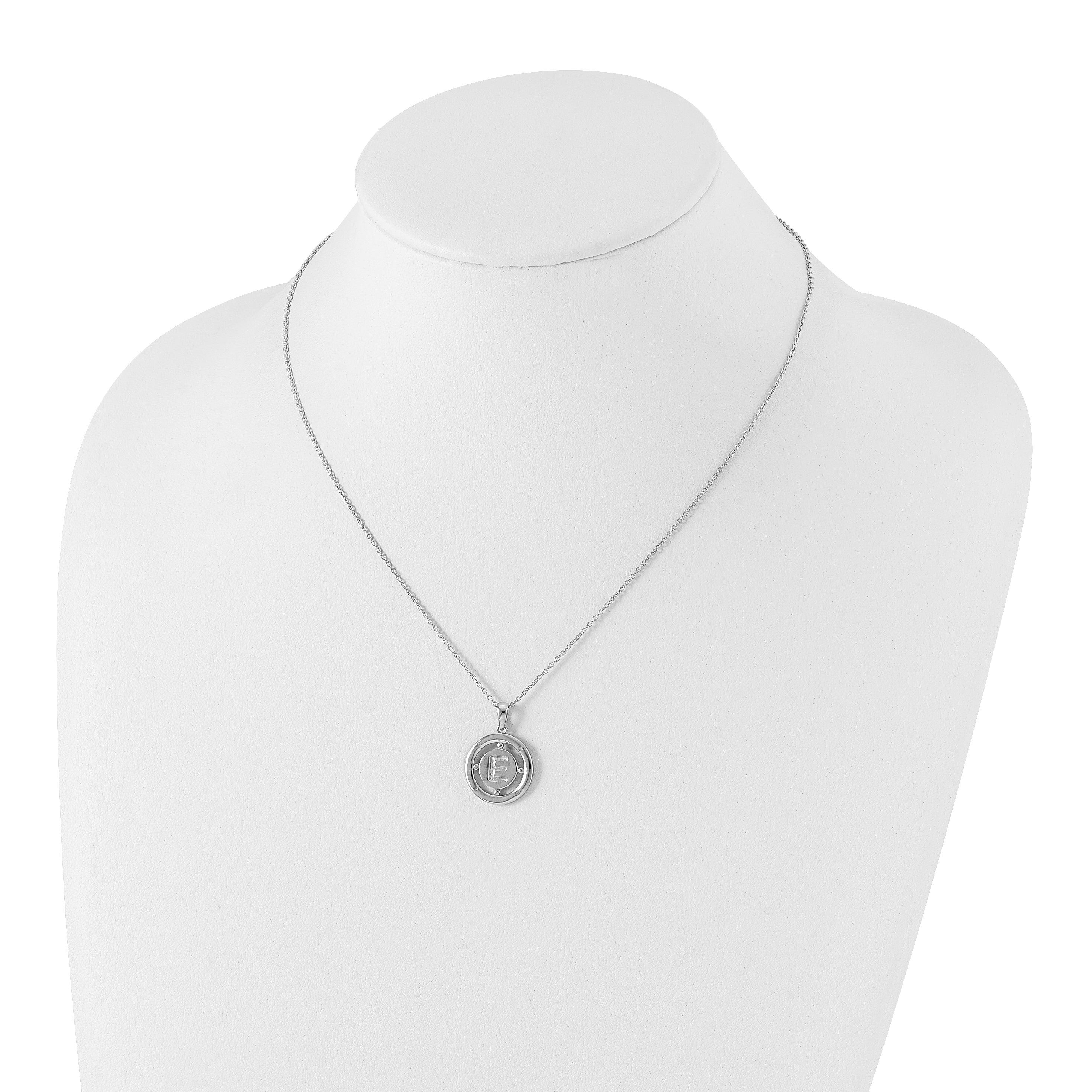 White Ice Sterling Silver Rhodium-plated 18 Inch Diamond Letter E Initial Necklace with 2 Inch Extender