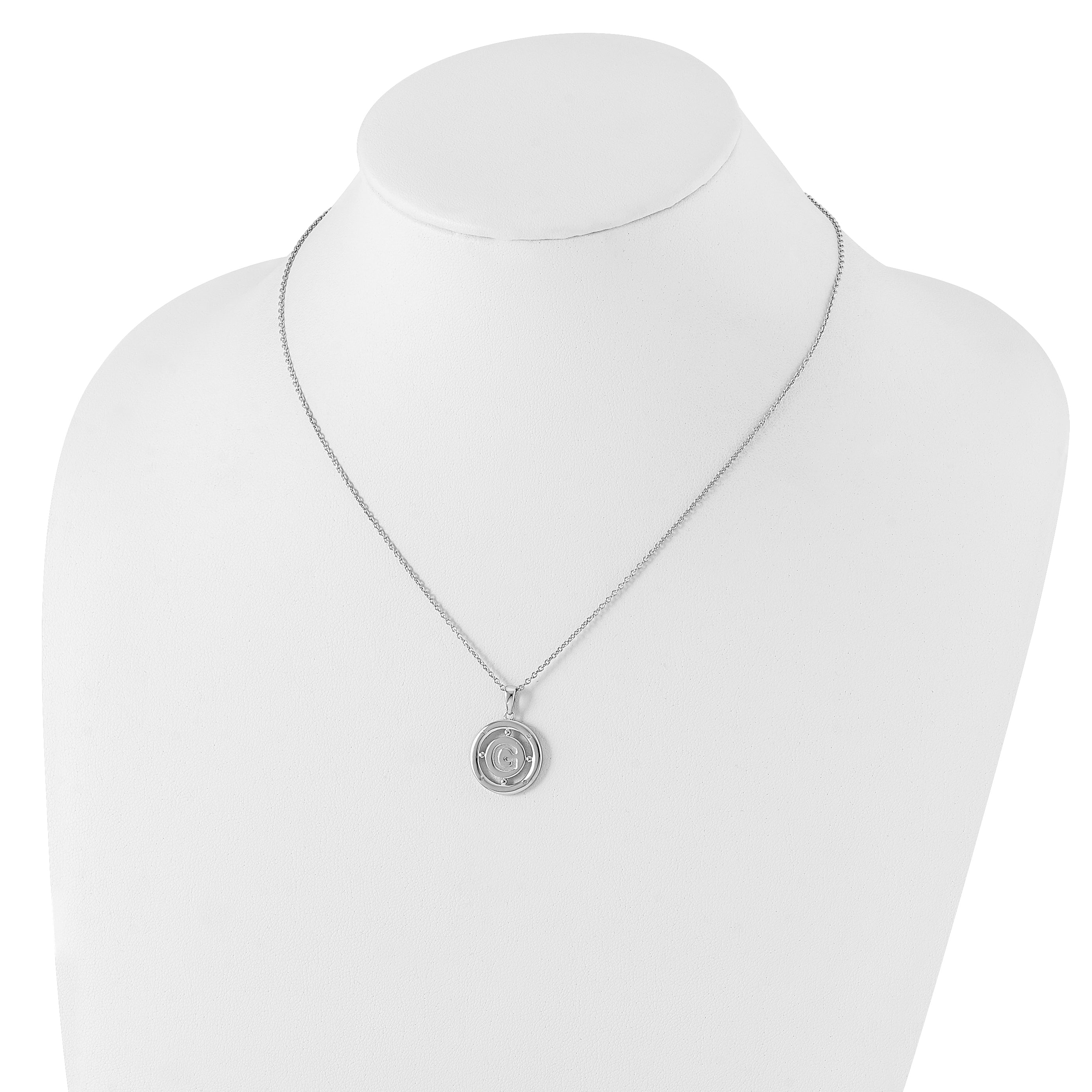 White Ice Sterling Silver Rhodium-plated 18 Inch Diamond Letter G Initial Necklace with 2 Inch Extender