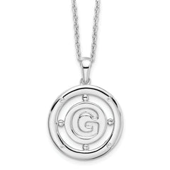 White Ice Sterling Silver Rhodium-plated 18 Inch Diamond Letter G Initial Necklace with 2 Inch Extender