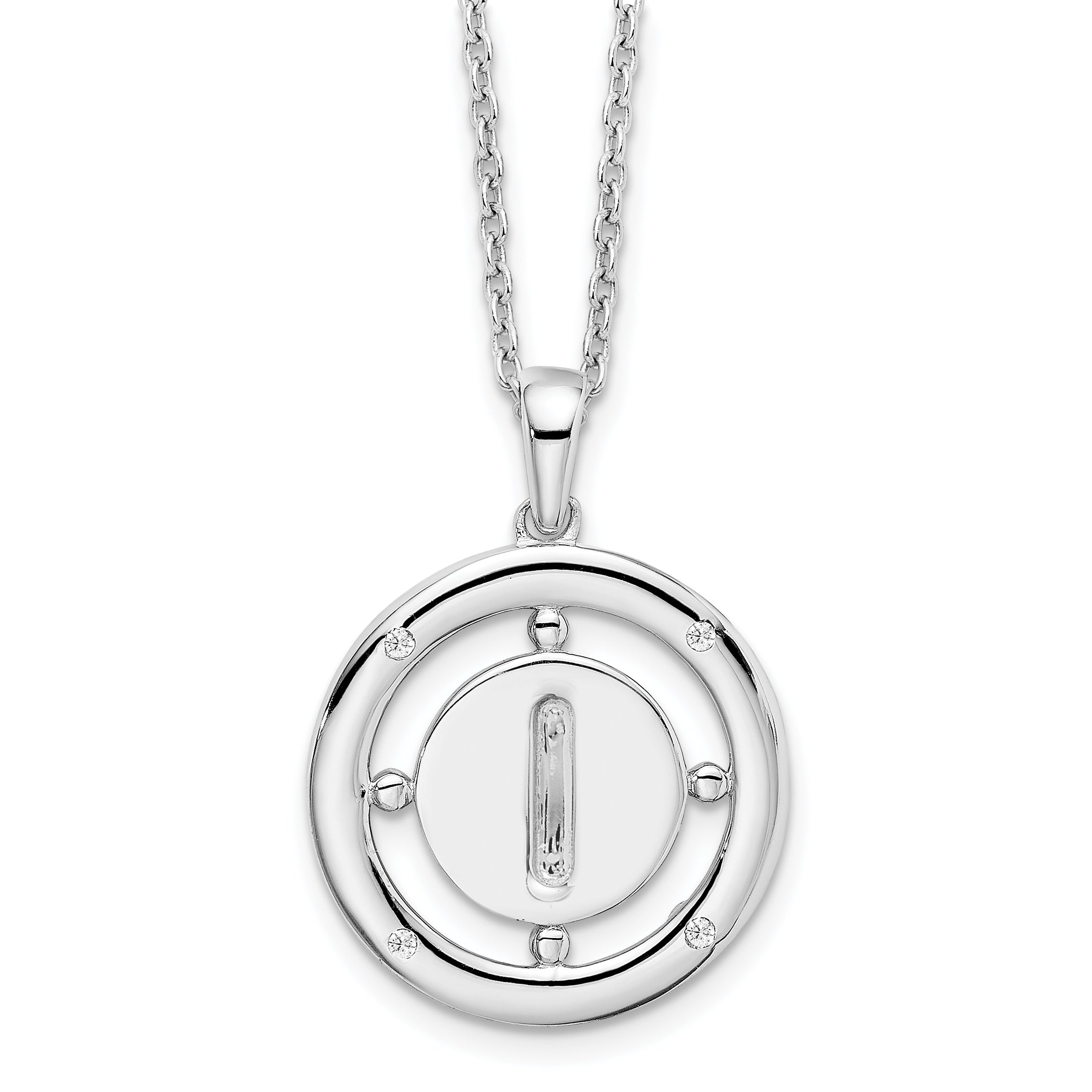 White Ice Sterling Silver Rhodium-plated 18 Inch Diamond Letter I Initial Necklace with 2 Inch Extender