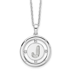 White Ice Sterling Silver Rhodium-plated 18 Inch Diamond Letter J Initial Necklace with 2 Inch Extender