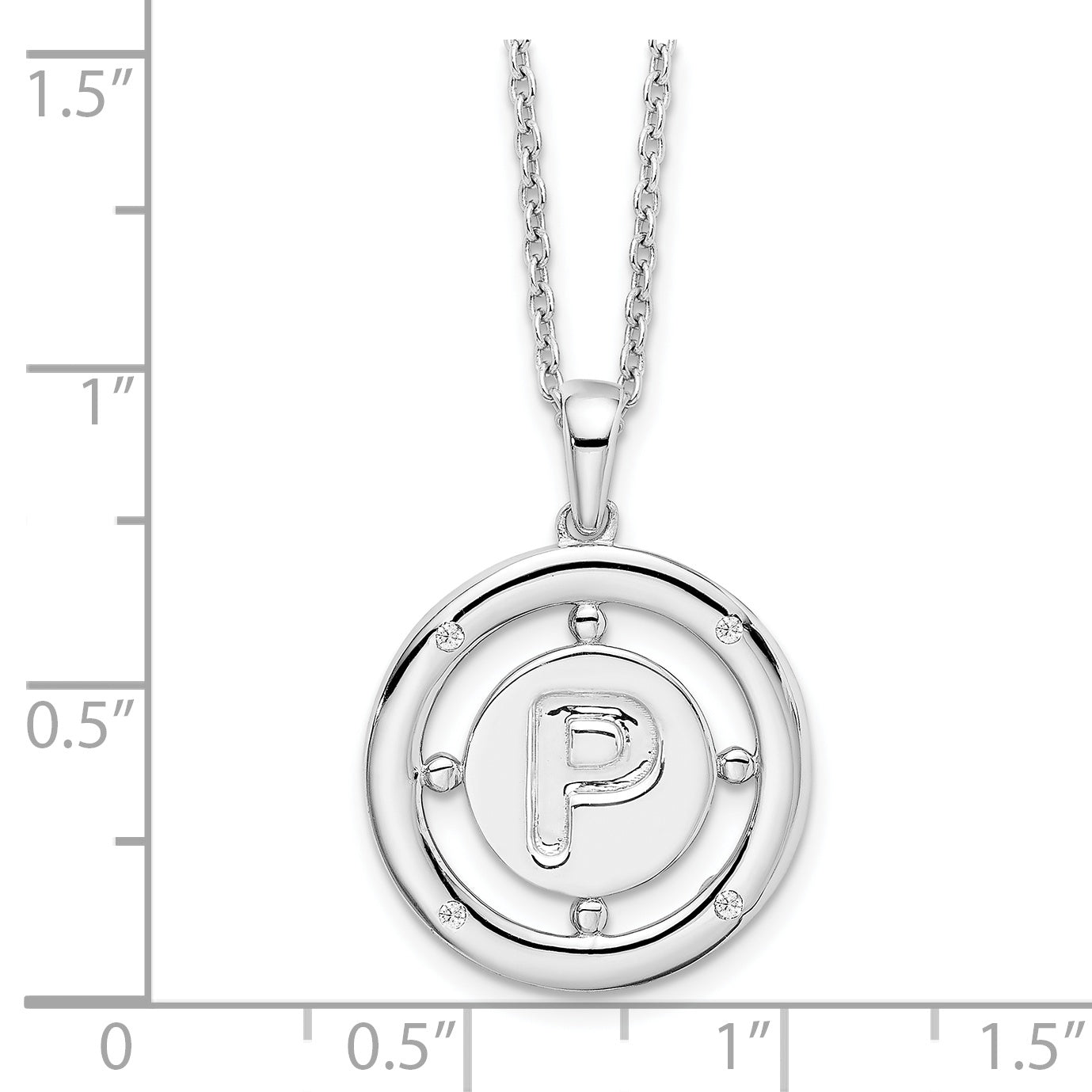 White Ice Sterling Silver Rhodium-plated 18 Inch Diamond Letter P Initial Necklace with 2 Inch Extender