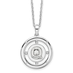 White Ice Sterling Silver Rhodium-plated 18 Inch Diamond Letter Q Initial Necklace with 2 Inch Extender