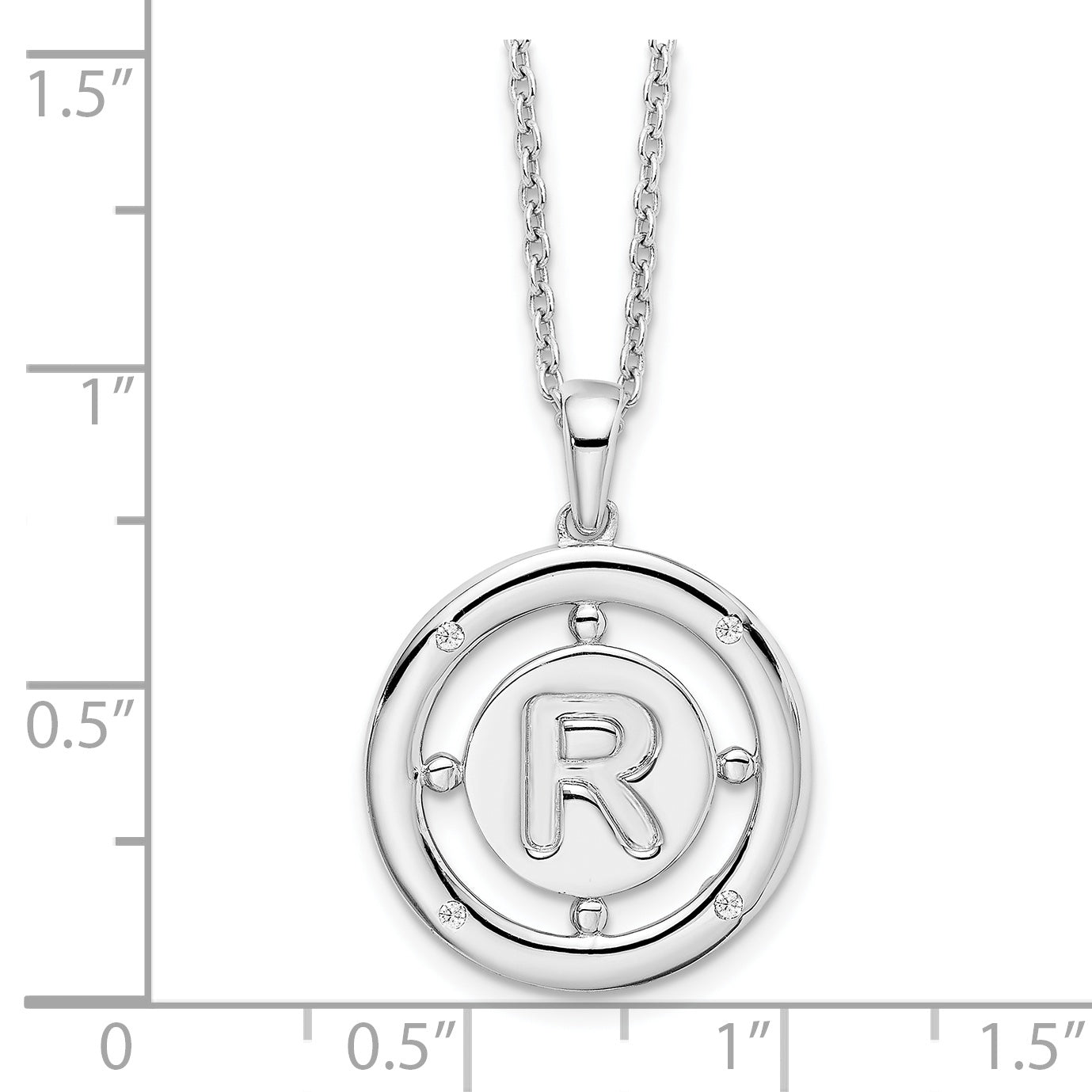 White Ice Sterling Silver Rhodium-plated 18 Inch Diamond Letter R Initial Necklace with 2 Inch Extender