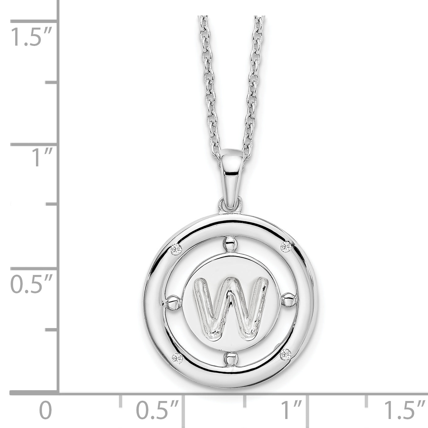 White Ice Sterling Silver Rhodium-plated 18 Inch Diamond Letter W Initial Necklace with 2 Inch Extender