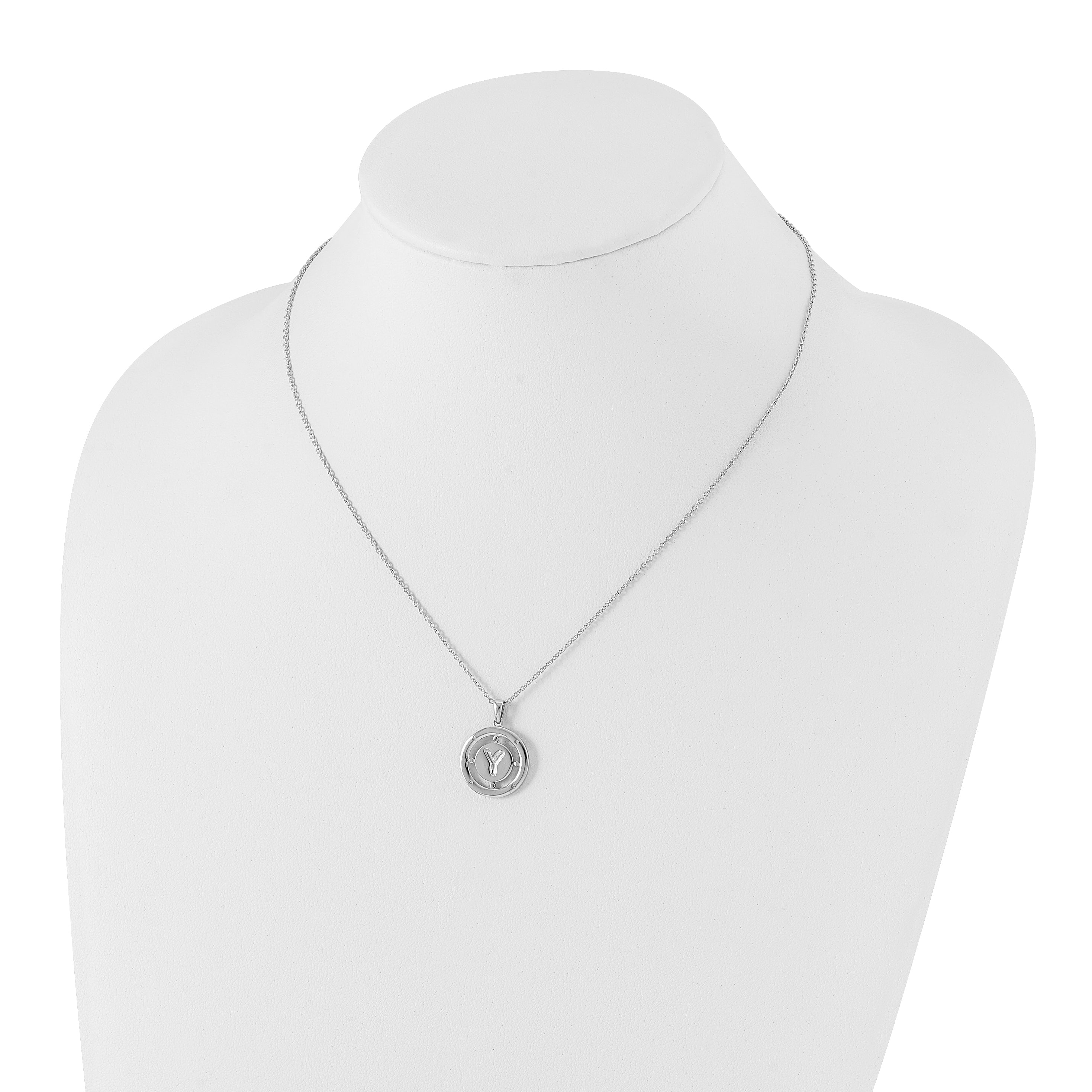 White Ice Sterling Silver Rhodium-plated 18 Inch Diamond Letter Y Initial Necklace with 2 Inch Extender