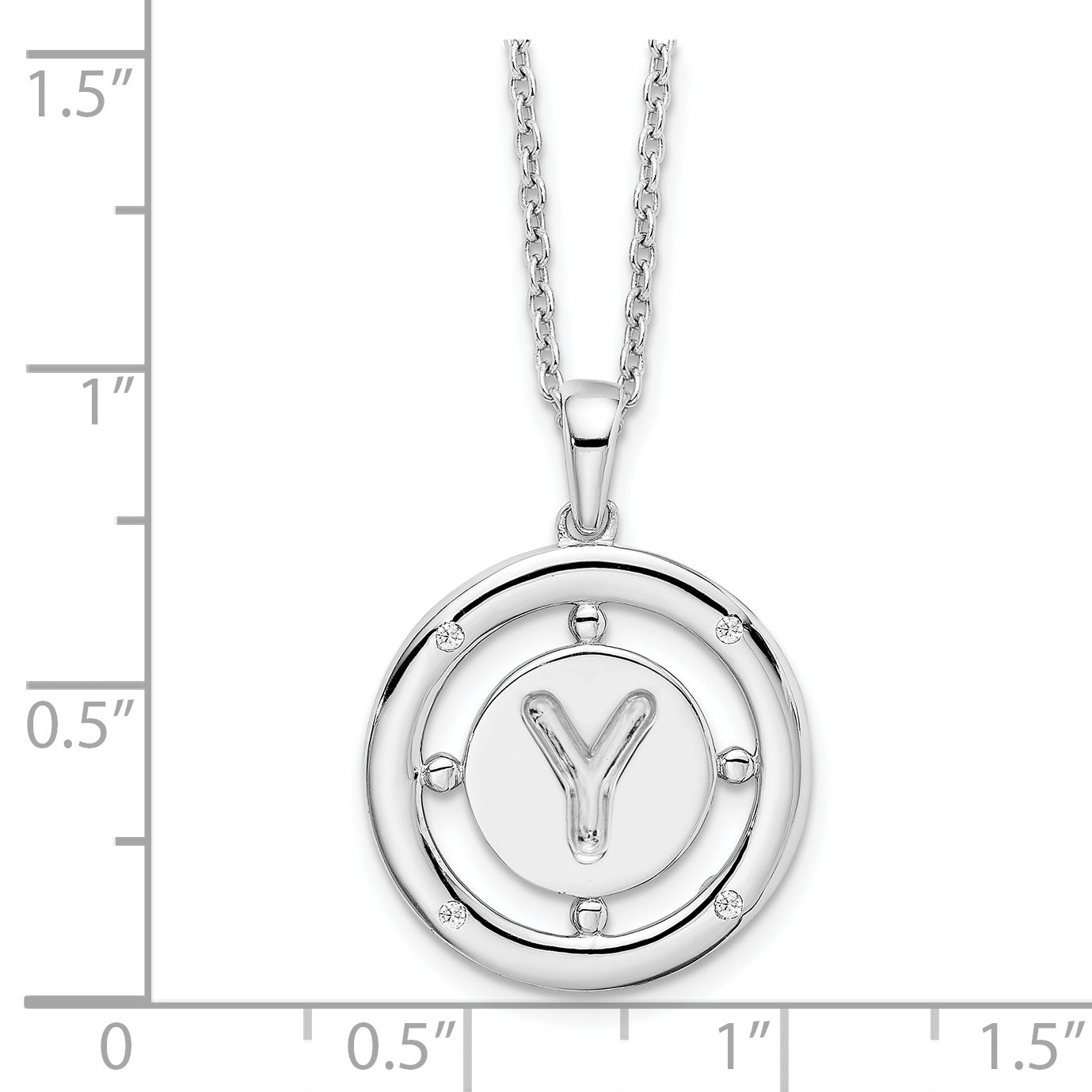 White Ice Sterling Silver Rhodium-plated 18 Inch Diamond Letter Y Initial Necklace with 2 Inch Extender