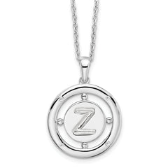 White Ice Sterling Silver Rhodium-plated 18 Inch Diamond Letter Z Initial Necklace with 2 Inch Extender