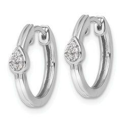 White Ice Sterling Silver Rhodium-plated Diamond Teardrop Hinged Hoop Earrings