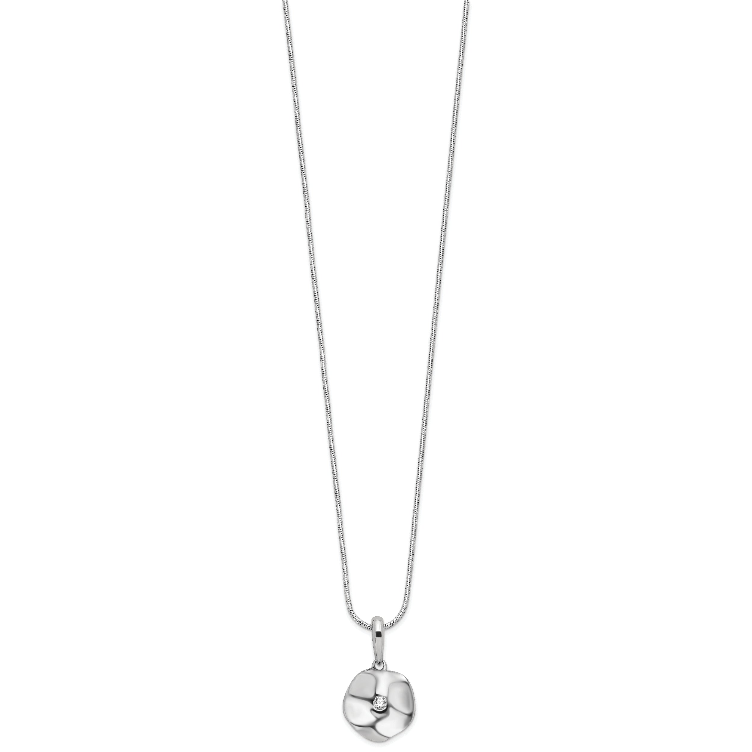 White Ice Sterling Silver Rhodium-plated 18 Inch Diamond Wavy Disk Necklace with 2 Inch Extender