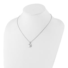 White Ice Sterling Silver Rhodium-plated 18 Inch Diamond Wavy Disk Necklace with 2 Inch Extender