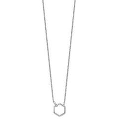 White Ice Sterling Silver Rhodium-plated 18 Inch Diamond Hexagon Necklace