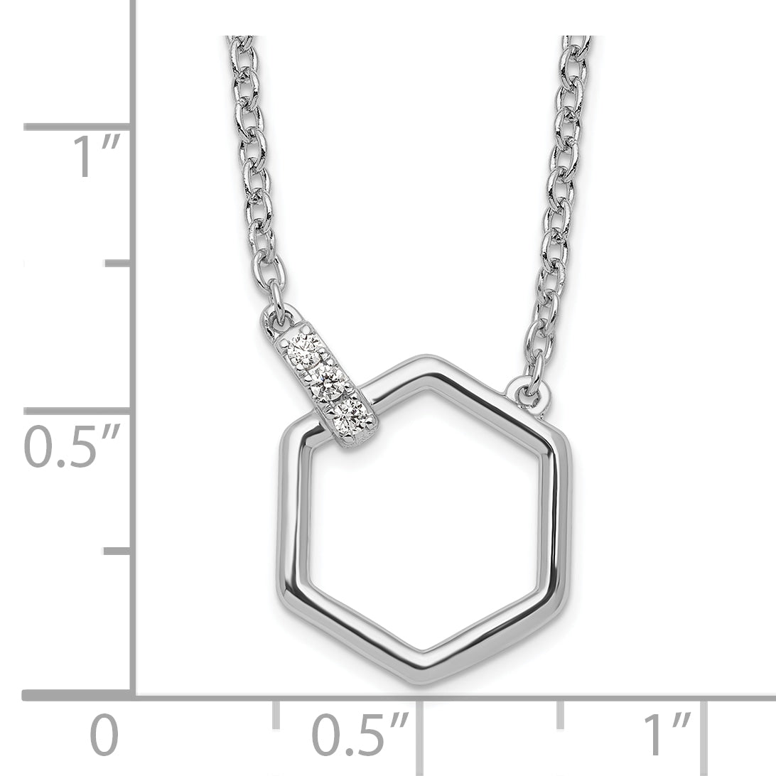 White Ice Sterling Silver Rhodium-plated 18 Inch Diamond Hexagon Necklace