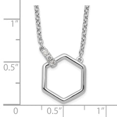 White Ice Sterling Silver Rhodium-plated 18 Inch Diamond Hexagon Necklace