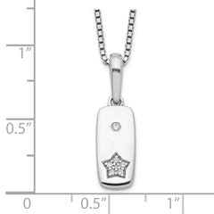 White Ice Sterling Silver Rhodium-plated 18 Inch Diamond Star Tag Necklace with 2 Inch Extender