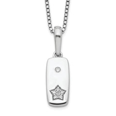 White Ice Sterling Silver Rhodium-plated 18 Inch Diamond Star Tag Necklace with 2 Inch Extender