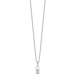 White Ice Sterling Silver Rhodium-plated 18 Inch Diamond Cross Tag Necklace with 2 Inch Extender