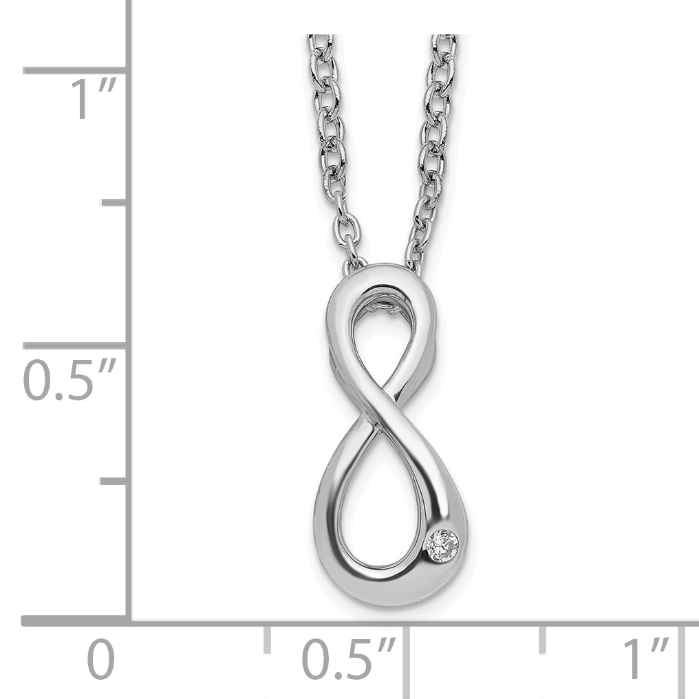 White Ice Sterling Silver Rhodium-plated 18 Inch Diamond Infinity Symbol Necklace with 2 Inch Extender