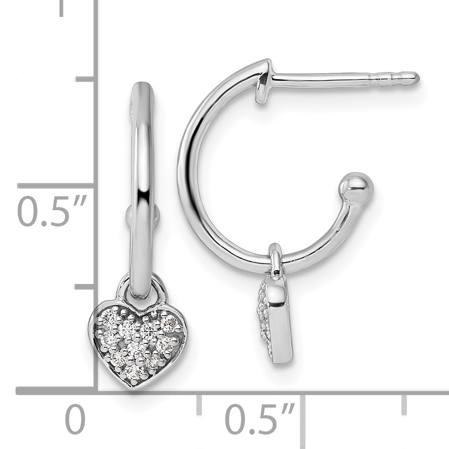 Sterling Silver White Ice .01ct. Diamond Heart Bangle Bracelet