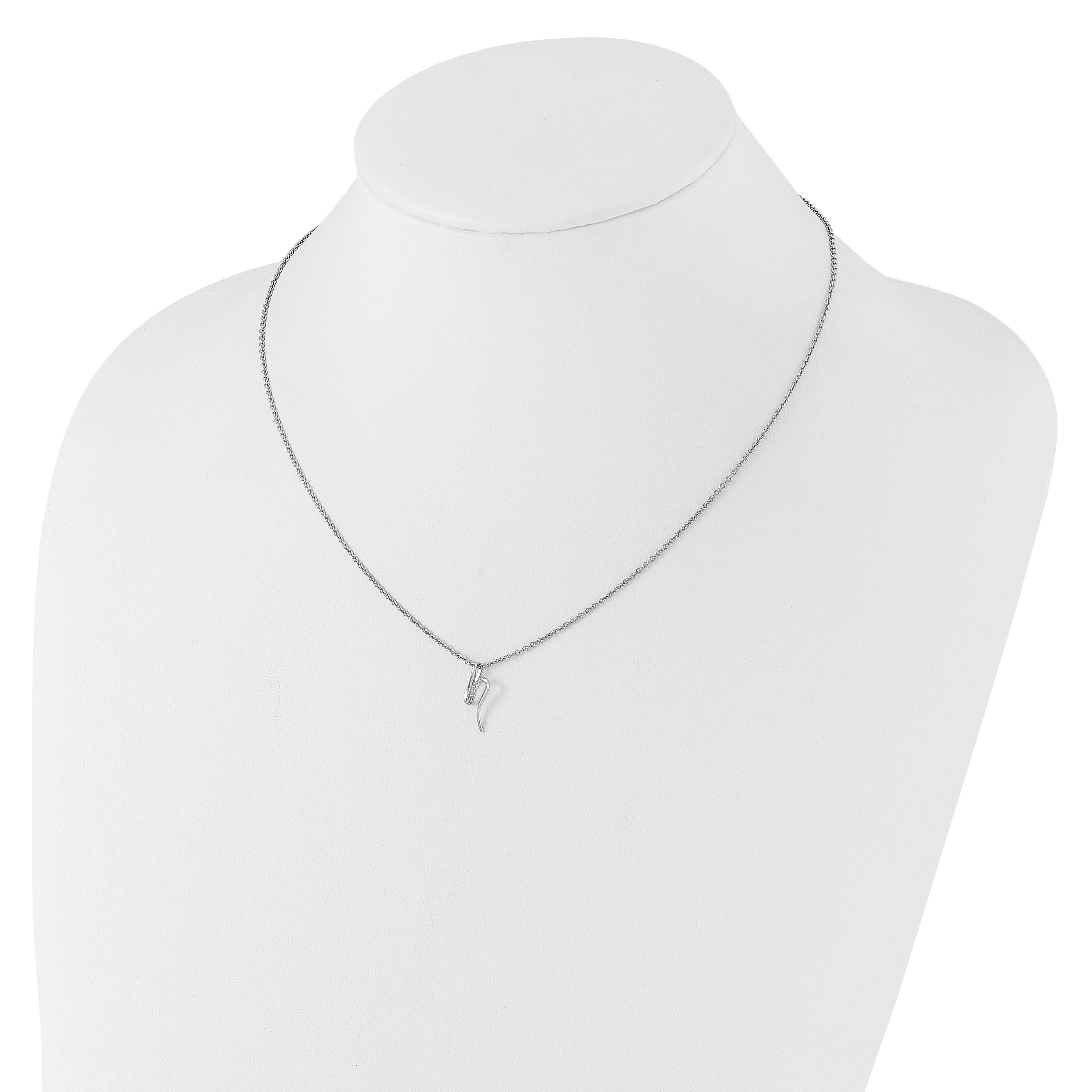 Sterling Silver RH Plated White Ice .03ct. Dia. w/2IN Ext Necklace