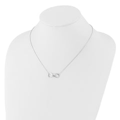 Sterling Silver RH Plated White Ice .02ct. Diamond Infinity Necklace