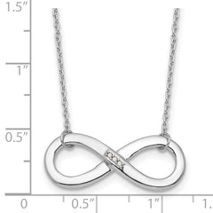 Sterling Silver RH Plated White Ice .02ct. Diamond Infinity Necklace