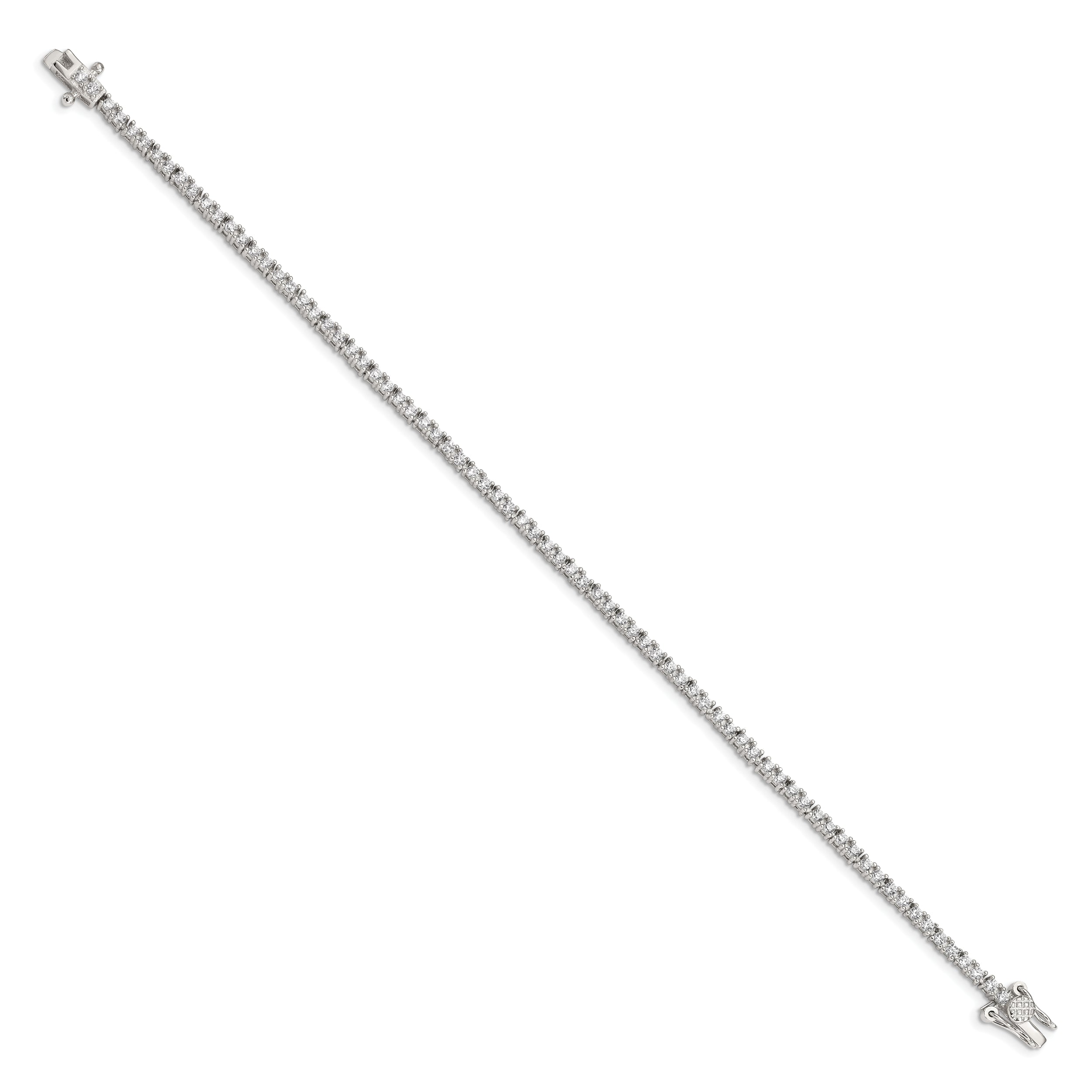 Sterling Silver Rhodium-plated CZ Tennis Bracelet