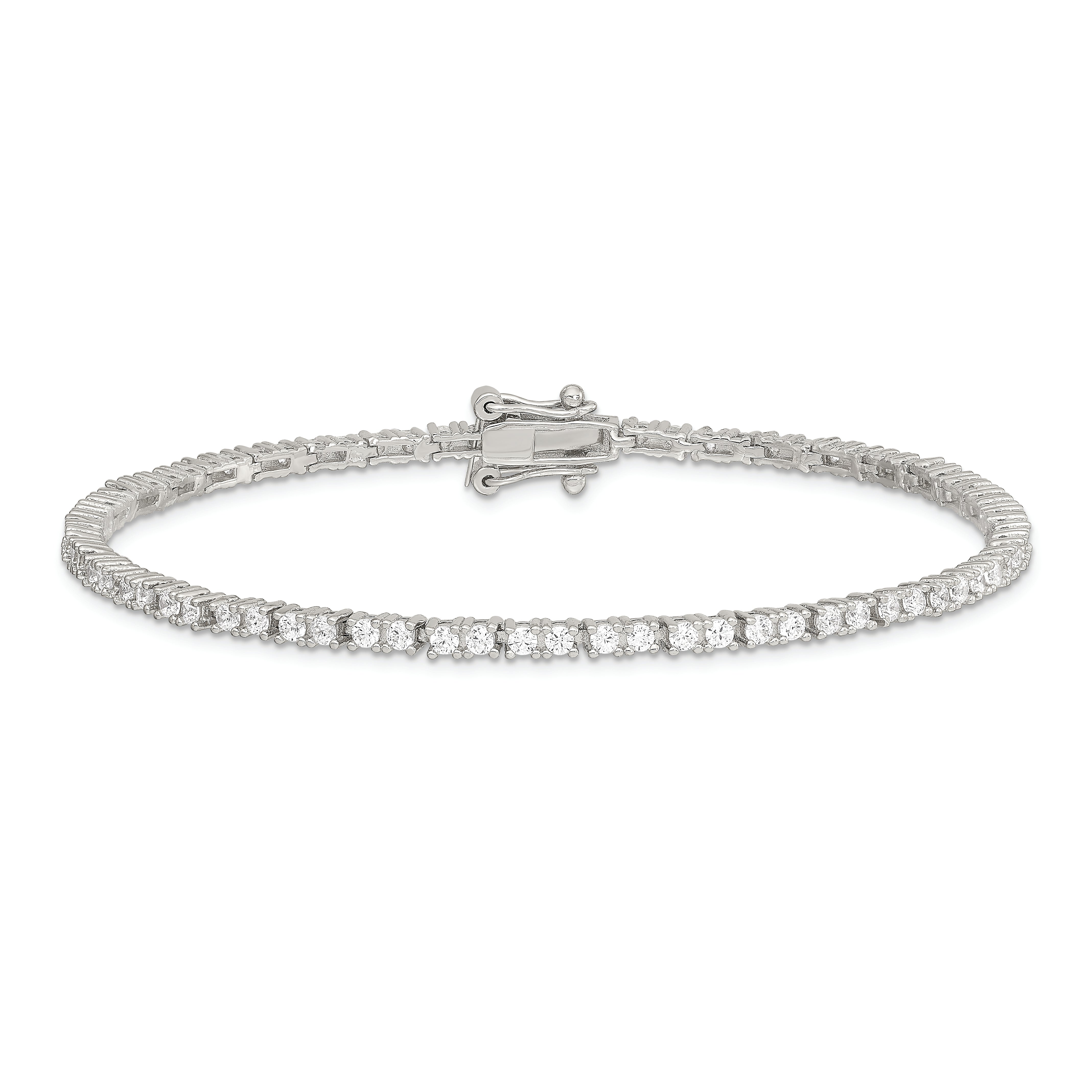 Sterling Silver Rhodium-plated CZ Tennis Bracelet