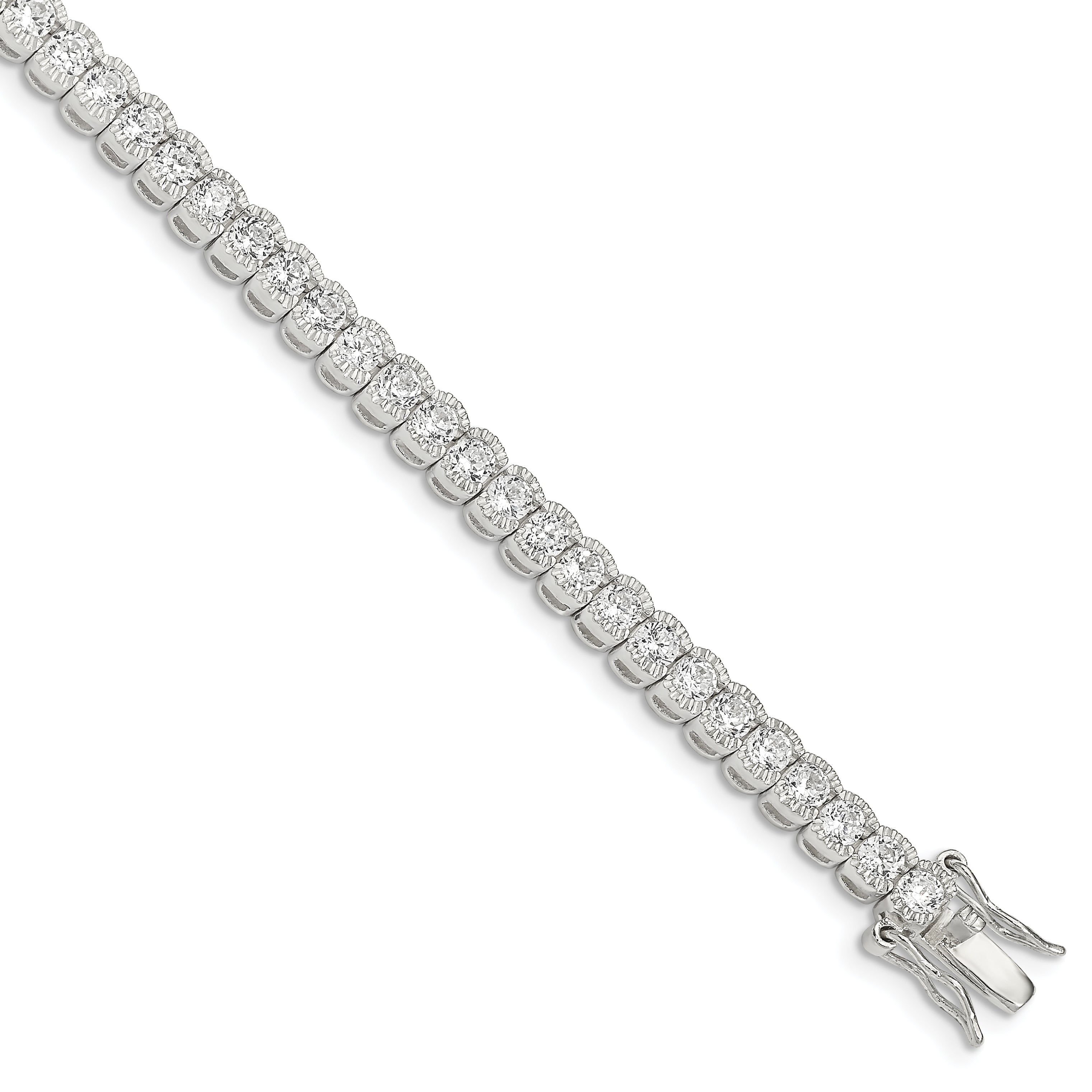 Sterling Silver Rhodium-plated CZ Tennis Bracelet