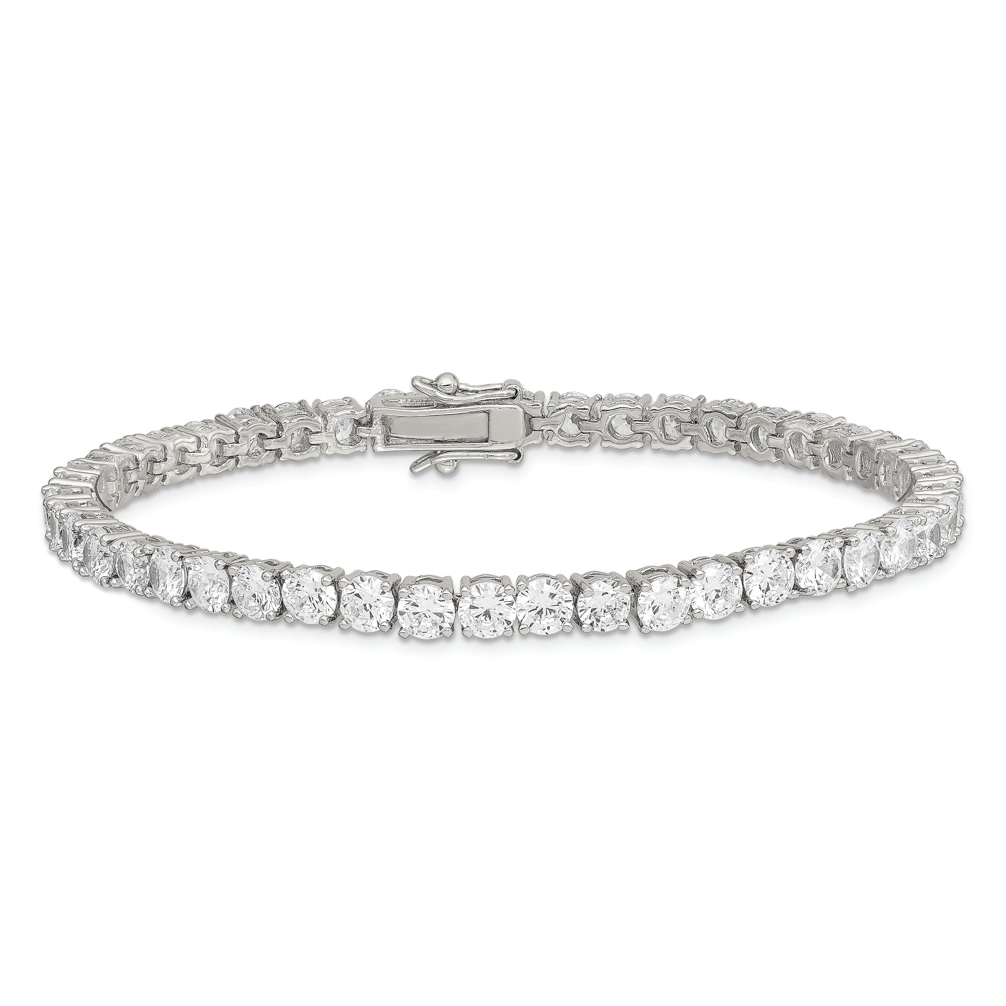 Sterling Silver Rhodium-plated CZ Tennis Bracelet