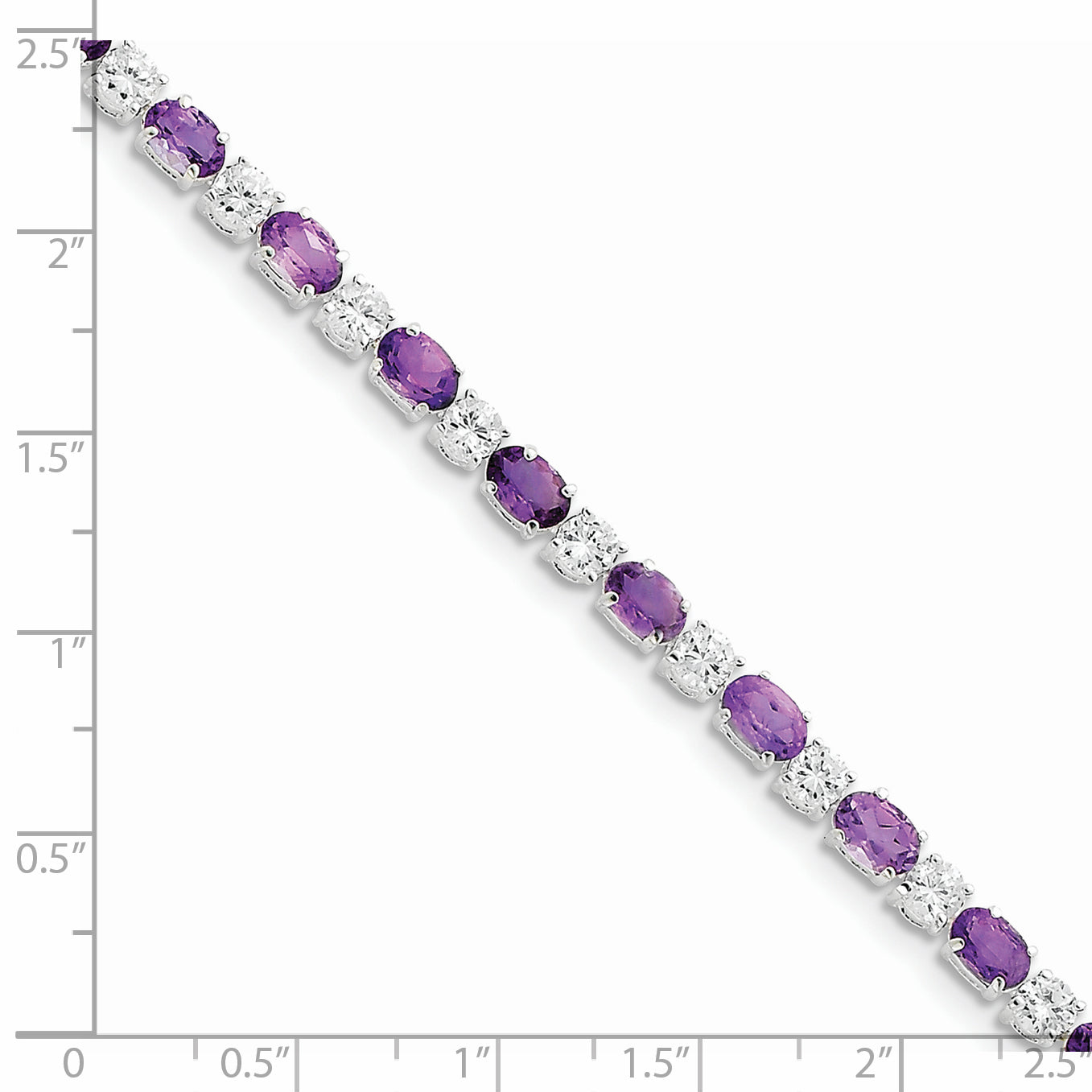 Sterling Silver Rhodium-plated Amethyst & CZ Bracelet