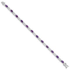 Sterling Silver Rhodium-plated Amethyst Bracelet