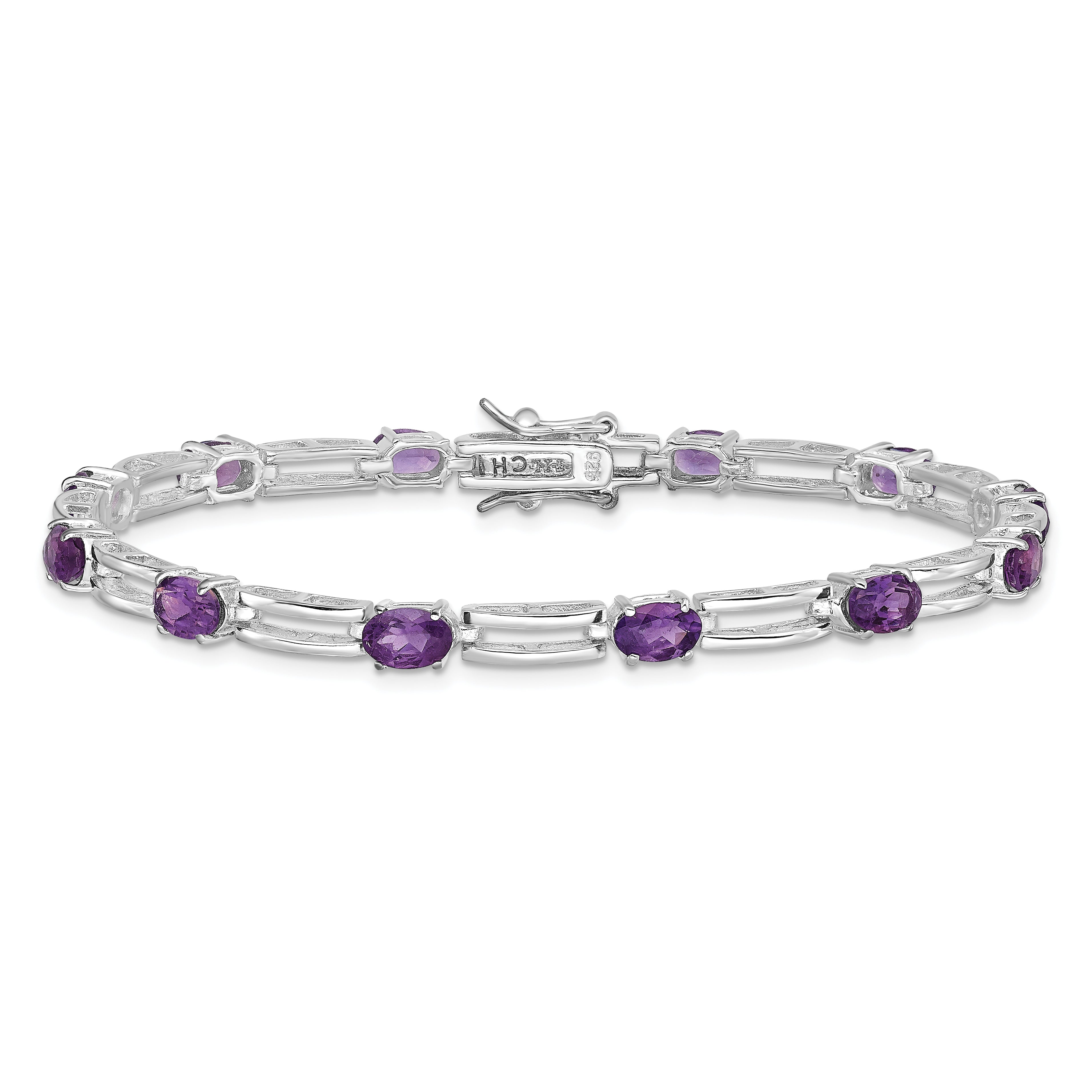 Sterling Silver Rhodium-plated Amethyst Bracelet