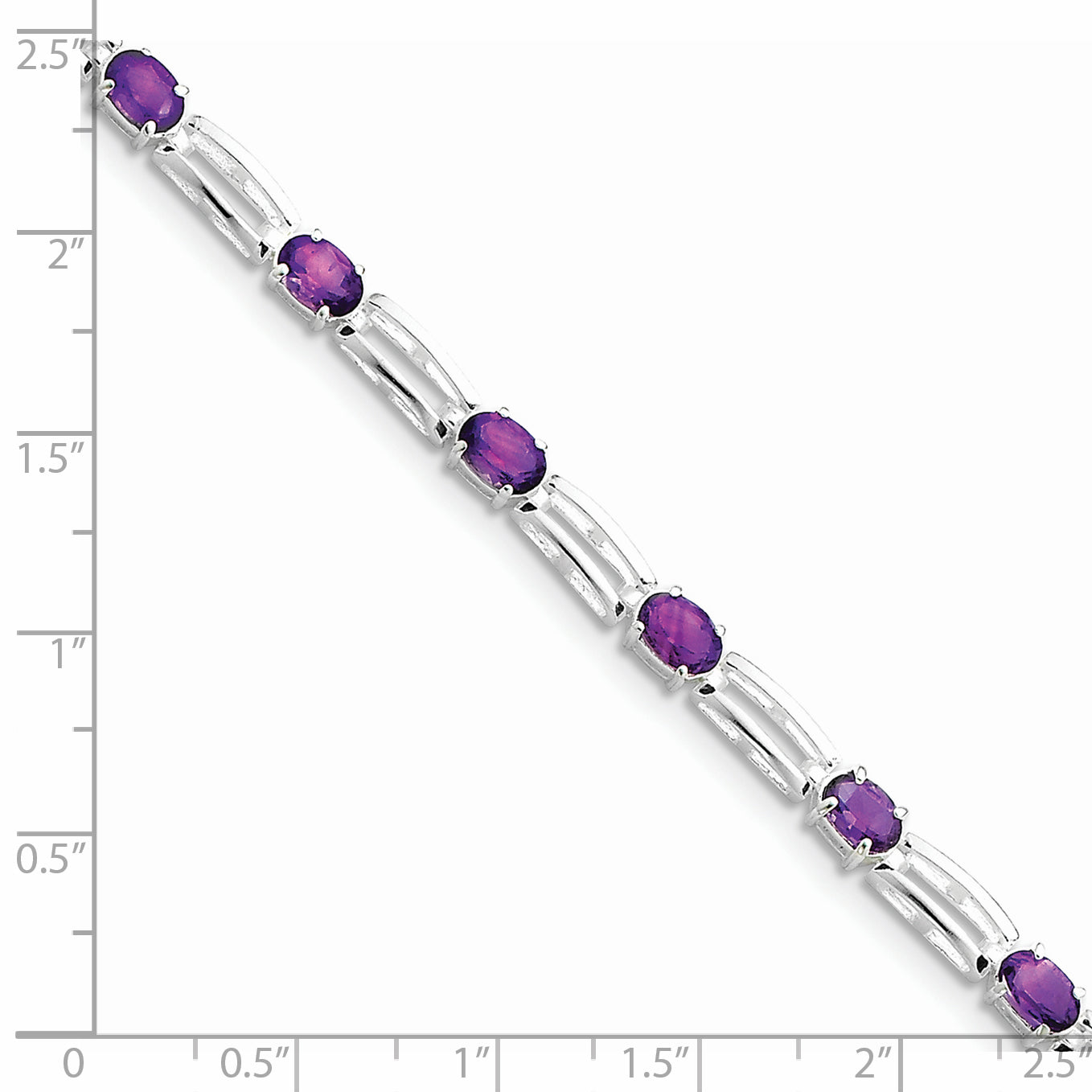 Sterling Silver Rhodium-plated Amethyst Bracelet