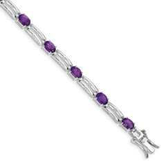 Sterling Silver Rhodium-plated Amethyst Bracelet