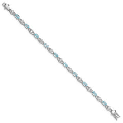 Sterling Silver Rhodium-plated Blue Topaz & CZ Bracelet