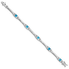 Sterling Silver Rhodium-plated Blue Topaz Bracelet