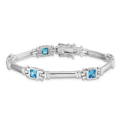 Sterling Silver Rhodium-plated Blue Topaz Bracelet