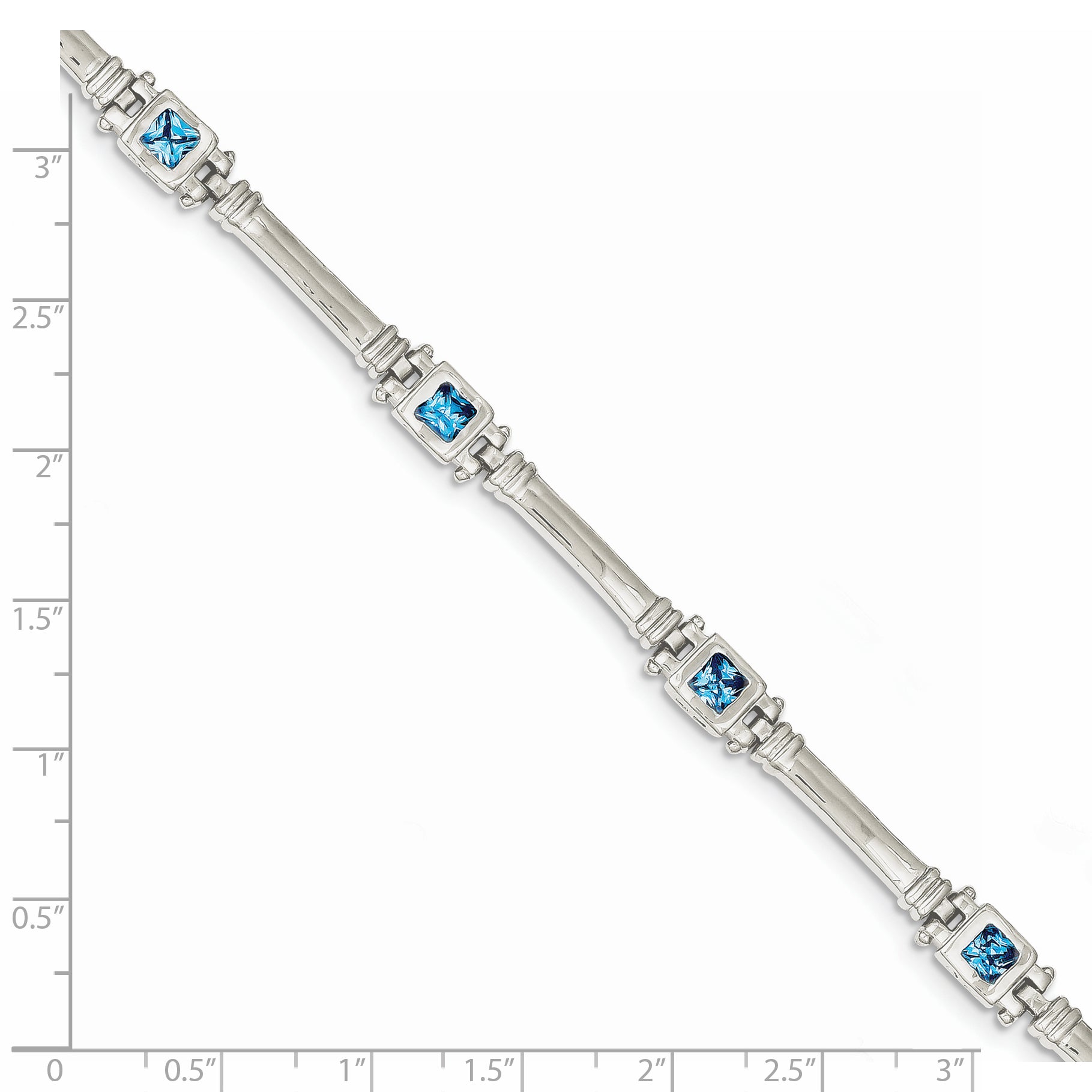 Sterling Silver Rhodium-plated Blue Topaz Bracelet