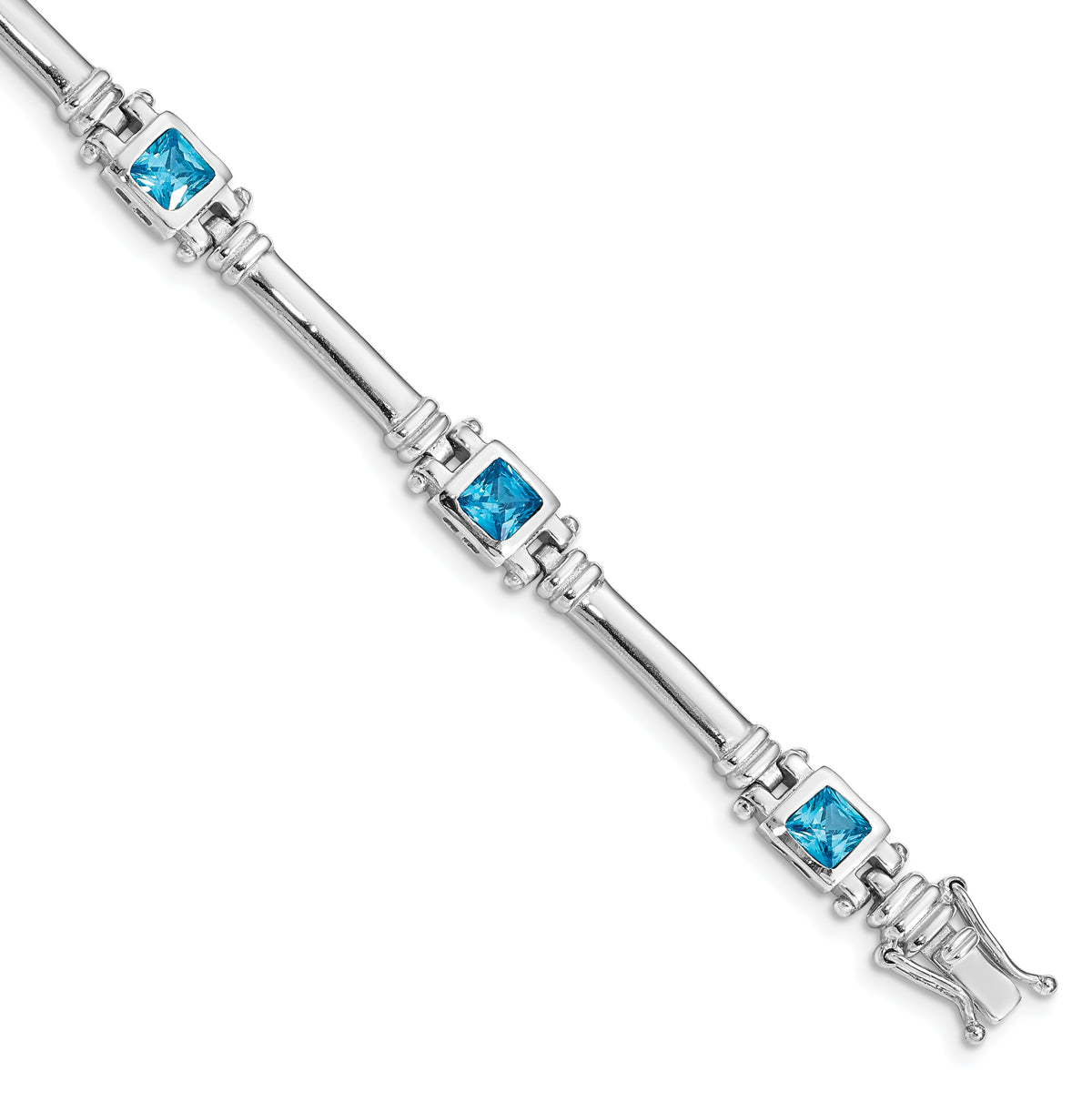 Sterling Silver Rhodium-plated Blue Topaz Bracelet