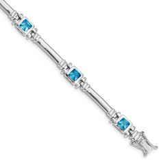 Sterling Silver Rhodium-plated Blue Topaz Bracelet