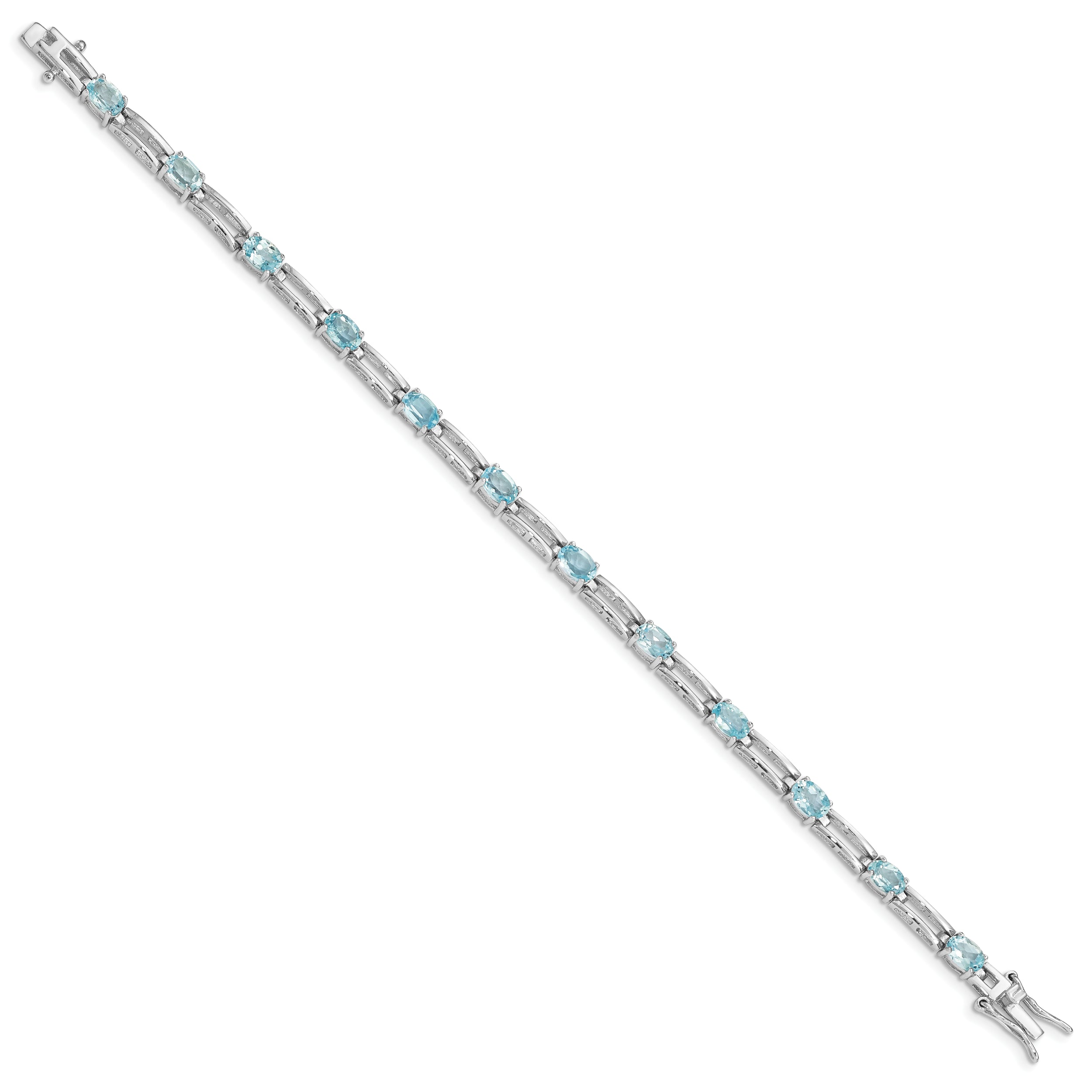 Sterling Silver Rhodium-plated Blue Topaz Bracelet