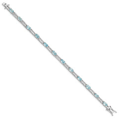 Sterling Silver Rhodium-plated Blue Topaz Bracelet