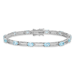 Sterling Silver Rhodium-plated Blue Topaz Bracelet