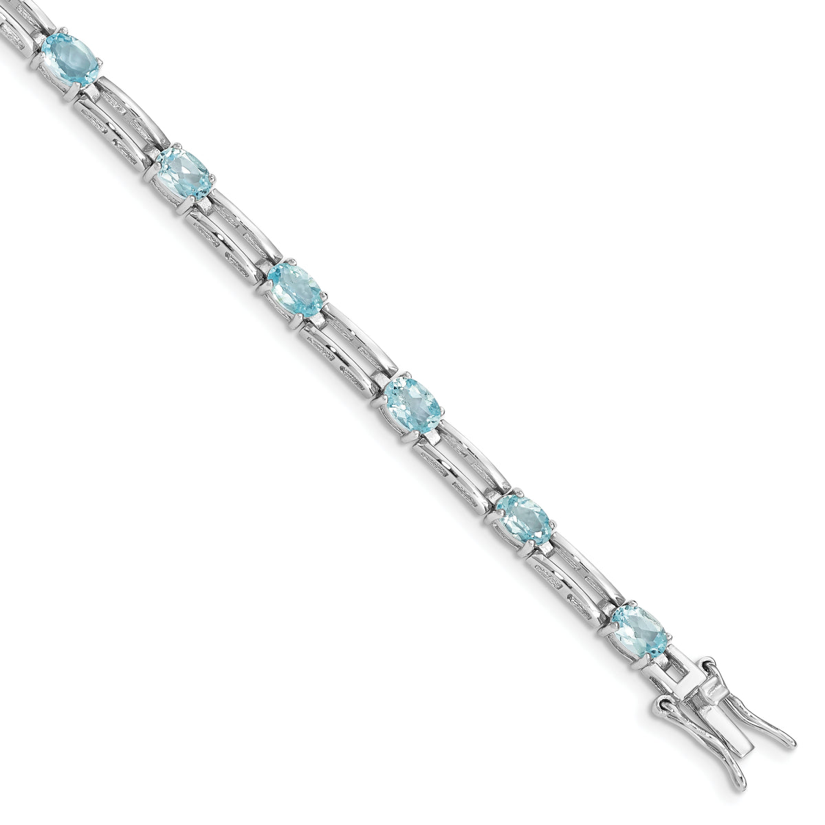 Sterling Silver Rhodium-plated Blue Topaz Bracelet