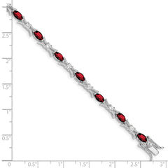 Sterling Silver Rhodium-plated Garnet and CZ Bracelet